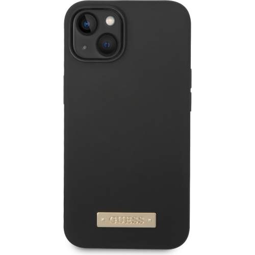 Guess Silicone Metal Logo MagSafe kryt iPhone 14 Plus černý