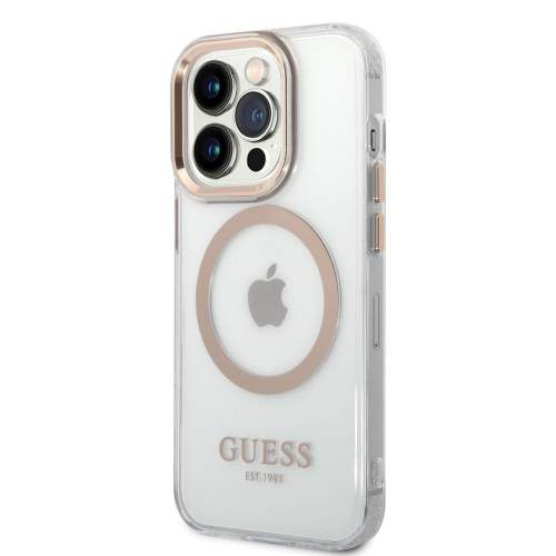 Guess Transparent MagSafe kryt iPhone 14 Pro Max zlatý