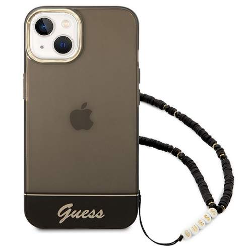 Guess GUHCP14MHGCOHK Apple iPhone 14 Plus černé pevné pouzdro Translucent Pearl Strap