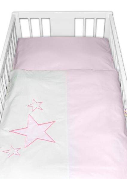 Baby Nellys Povlečení do postýlky Baby Stars růžové 135x100 cm