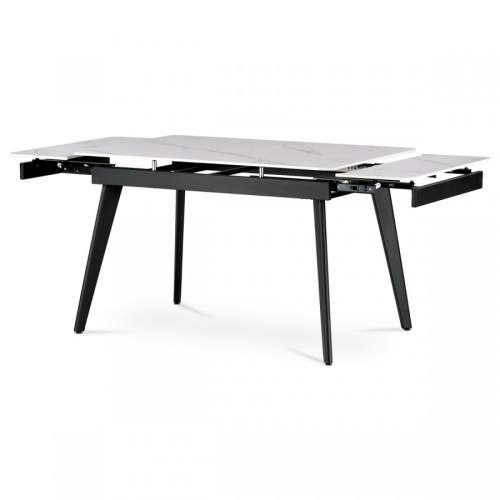 Autronic Jídelní stůl 120+30+30x80 cm, keramická deska bílý mramor, kov, černý matný lak - HT-405M WT NOVINKA