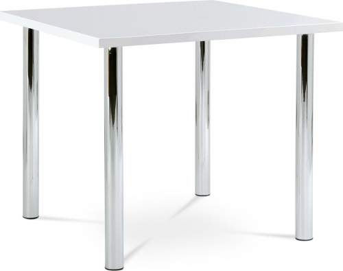 Jídelní stůl 90x90 cm, chrom / vysoký lesk bílý