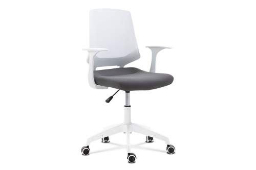 Autronic Kancelářská židle, sedák šedá látka, bílý PP plast, výškově nastavitelná - KA-R202 GREY AKCE