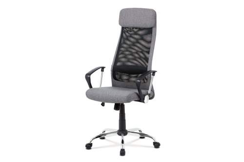 Autronic Kancelářská židle KA-V206 GREY, šedá látka, černá MESH, houpací mech, kříž chrom