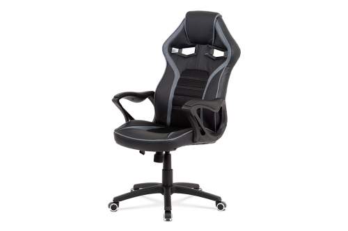 Autronic KA-G406 GREY Kancelářská židle, potah černá ekokůže, černá a šedá látka MESH, černý plastový