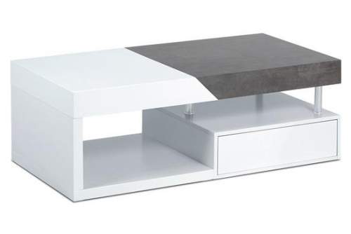 Autronic Konferenční stolek AHG-622 WT se zásuvkou, bílý mat/beton