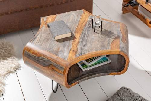 Invicta Noble Home Konferenční stolek Trident, 70 cm, Sheesham, šedá