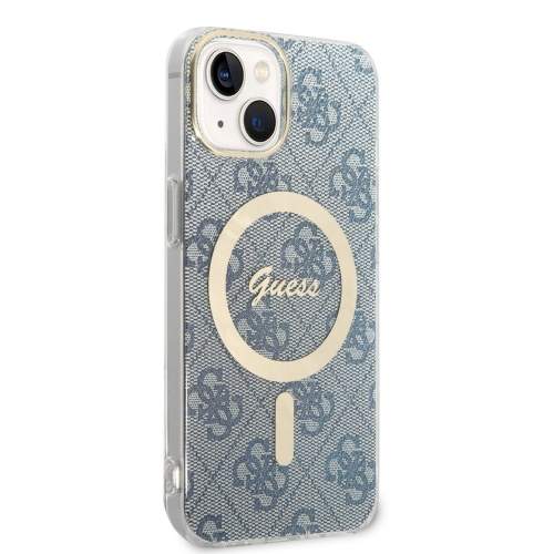 Guess 4G MagSafe Kompatibilní Zadní Kryt + Bezdrátová Nabíječka pro iPhone 14 Blue