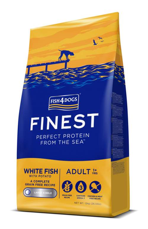 FISH4DOGS Granule velké pro dospělé psy Finest bílá ryba s bramborami 12 kg 1+