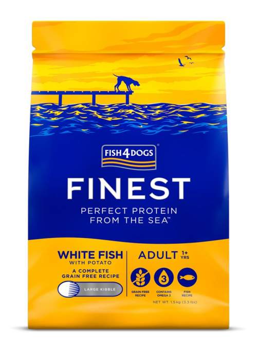 FISH4DOGS Granule velké pro dospělé psy Finest bílá ryba s bramborami 1,5 kg 1+