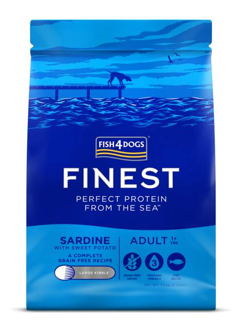 FISH4DOGS Granule velké pro dospělé psy Finest sardinka se sladkými bramborami 1,5 kg 1+