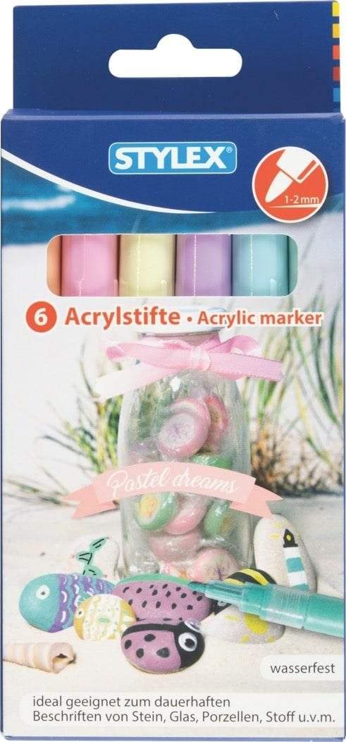 Popisovač Stylex Acrylic marker 6 pastelových barev