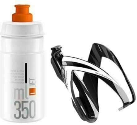Elite Kit Ceo sada košíku a láhve 350 ml Black Glossy/White Graphic/Clear logo Orange