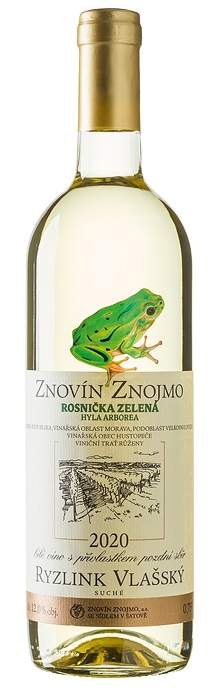 Znovín Znojmo Ryzlink vlašský, 2020, Rosnička zelená, pozdní sběr, suché, Znovín, 0,75l