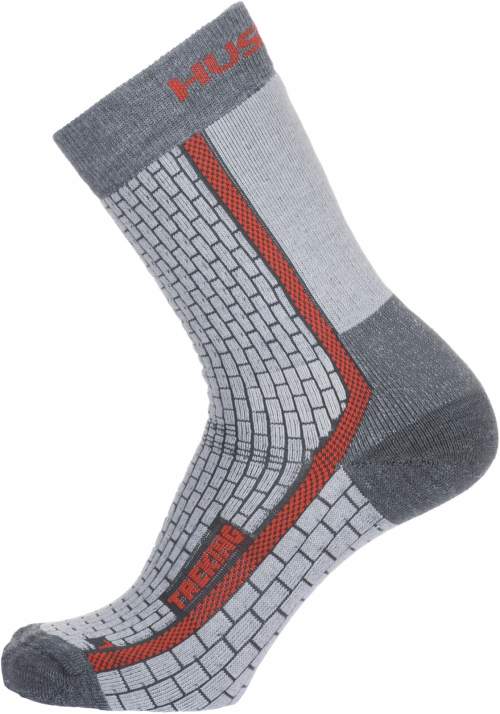 Husky Treking New šedá/červená trekové outdoorové ponožky Merino vlna 41-44 EUR