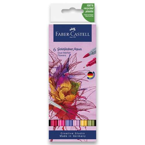 Popisovač Faber-Castell Goldfaber Aqua Dual Marker Flowers sada, 6 barev