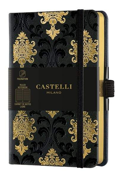 Linkovaný zápisník s gumičkou Castelli Milano Copper&Gold Baroque Gold - velikost S