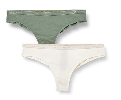 Dámské brazilské kalhotky 2 pack 163337 1A223 - 75910 - zelená/bílá - Emporio Armani zelená a bílá XS