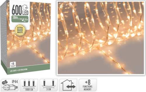Homestyling Vánoční světelný řetěz teplá bílá 600 LED / 18 m