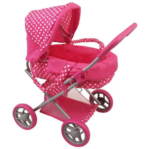 Baby Mix kočárek pro panenky puntíkovaný růžový