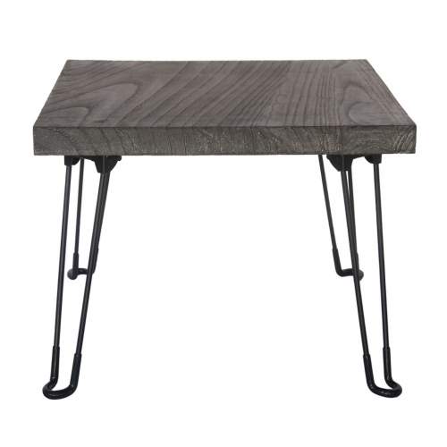 StarDeco Odkládací stolek Pavlovnie šedé dřevo, 61 x 60 cm