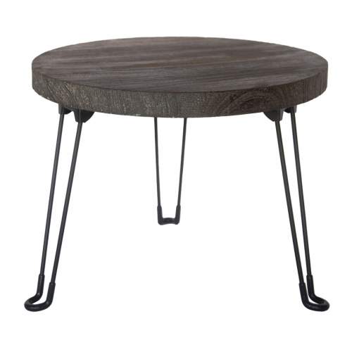 StarDeco Odkládací stolek Pavlovnie šedé dřevo, pr. 45 cm