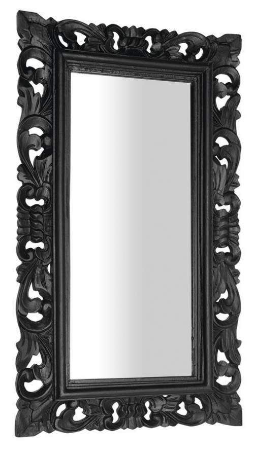 SAPHO SAMBLUNG zrcadlo ve vyřezávaném rámu, 40x70cm, černá IN113