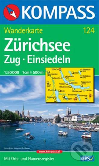 Zürichsee, Zug, Einsiedeln - mapa Kompass č.124 - 1:50t /Švýcarsko/
