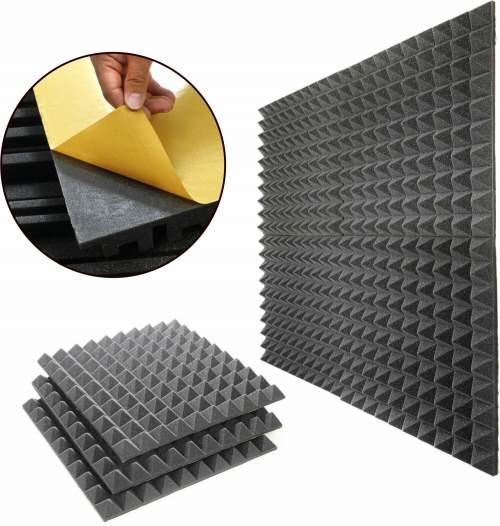 Veles-X Acoustic Pyramids Self-Adhesive 50 x 50 x 5 cm MVSS 302 Anthracite
