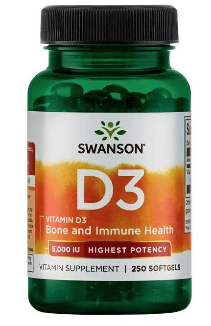 Swanson Vitamin D3 5000 IU 250 softgel kapslí