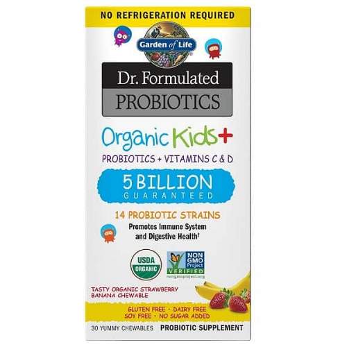 Garden of life Dr. Formulated organická probiotika pro děti, jahoda a banán 30 žvýkacích tablet