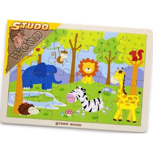 HM Studio Puzzle safari dřevěné 24 ks