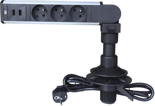 IN Otočná lišta, 3 zásuvky + 2 USB 553008