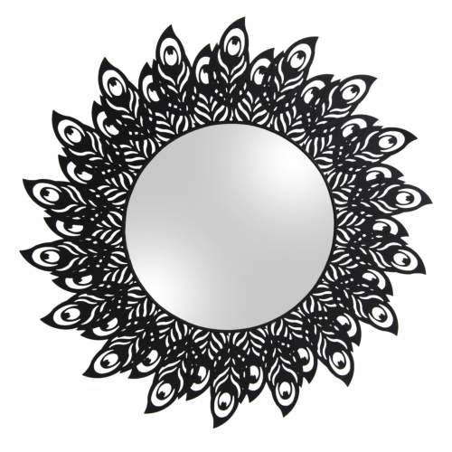 PRESENT TIME Zrcadlo s černým rámem Peacock Feathers 60 cm
