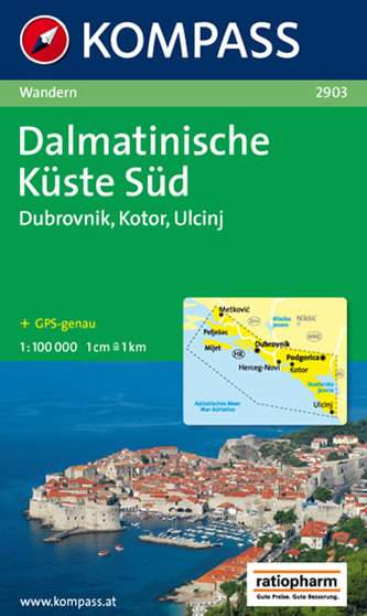 Chorvatsko - Dalmácie-jih, Černá Hora-pobřeží - mapa Kompass č.2903 - 1:100 000