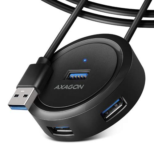 AXAGON HUE-P1AL 4x USB 3.2 Gen 1 ROUND hub, micro USB, kabel USB-A 1,2m