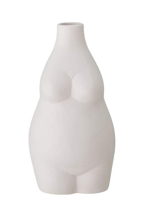 Bílá kameninová váza Bloomingville Elora, výška 18 cm