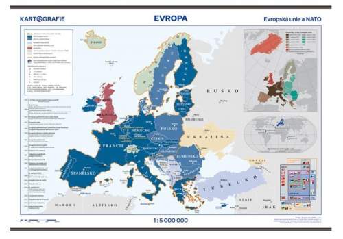 Evropa - Evropská unie a NATO 1:5 000 000 nástěnná mapa [Mapy, Atlasy]