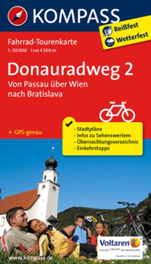 Kompass 7004 Donauradweg/Dunajská cyklostezka 2 Passau-Bratislava 1:50 000 cyklomapa