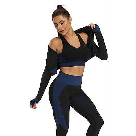 Merco Yoga Sense fitness set dámský černá-modrá Velikost oblečení: L