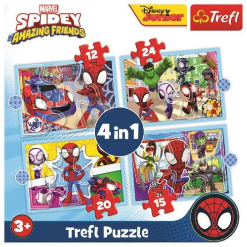 Puzzle 4v1 Spidey a jeho úžasní přátelé/Disney Marvel v krabici 28x28x6cm
