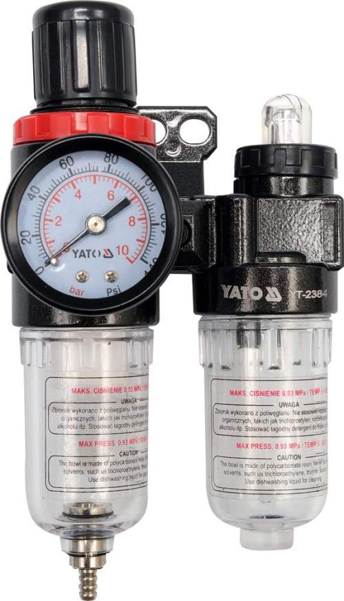 COMPASS Regulátor tlaku vzduchu 1/4", max. 0,93MPa, s filtrem (25ccm) a přimazáváním (15ccm)