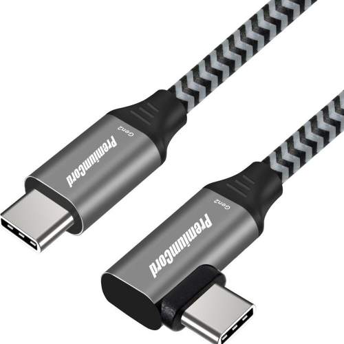 PremiumCord USB-C zahnutý kabel ( USB 3.2 GEN 2, 3A, 60W, 20Gbit/s ) bavlněný oplet 1m ku31cu1