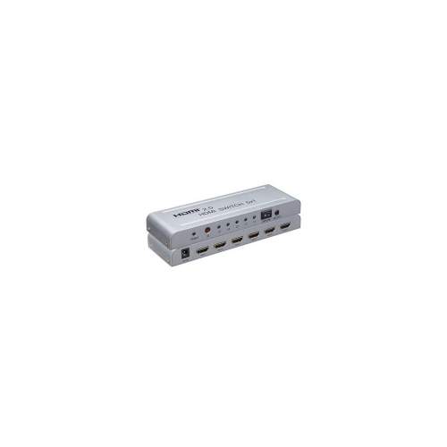 PremiumCord 4Kx2K@60Hz HDMI switch 5:1 kovový s dálkovým ovladačem a napájecím adaptérem