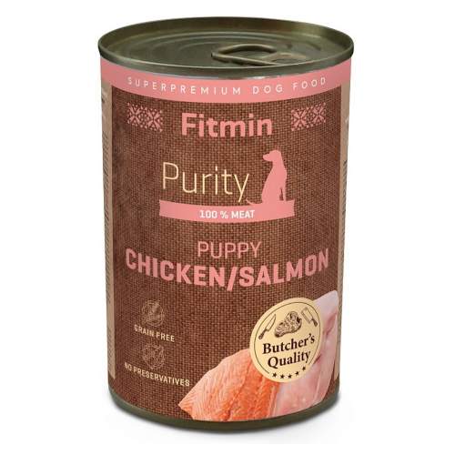 FITMIN Dog Purity tin konzerva pro štěňata kuřecí s lososem 400 g