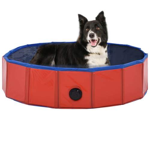 Shumee zahrada-XL Skládací bazén pro psy červený 80 x 20 cm PVC