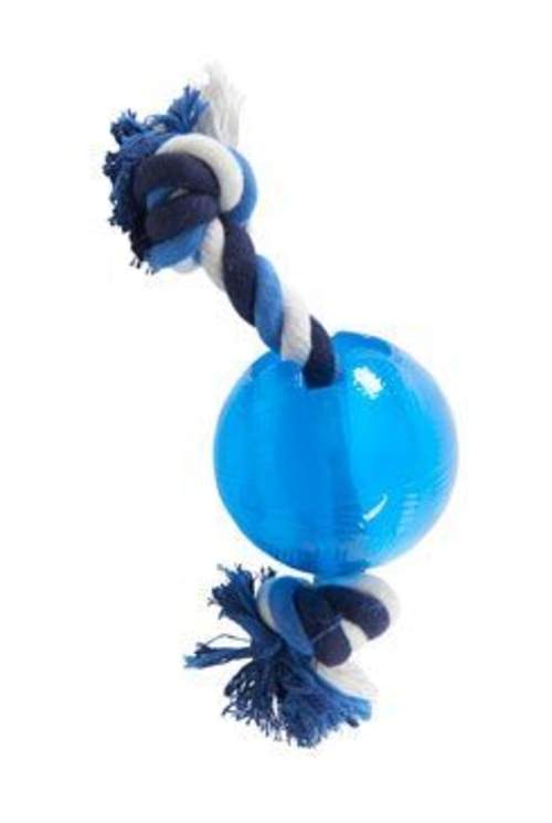 Kruuse Hračka pes BUSTER Strong Ball s provazem sv. modrá, L