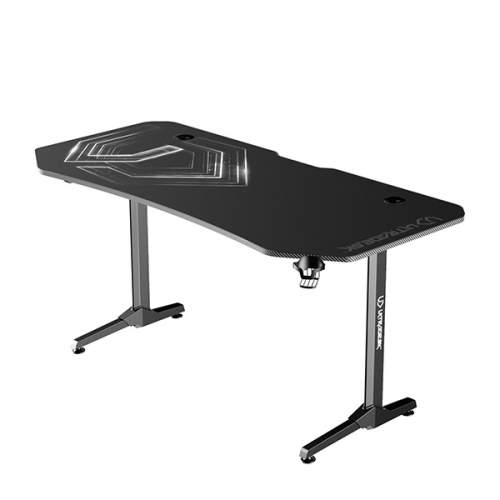 ULTRADESK Herní stůl FRAG XXL BLACK, 160 x 75 cm, 75 cm, držák nápojů a sluchátek, stojan BEAM, s celoplošnou XXL podložkou pod my