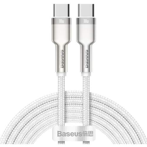 Baseus Cafule Series nabíjecí/datový kabel USB-C samec na USB-C samec s kovovými koncovkami 100W 2m, bílá CATJK-D02