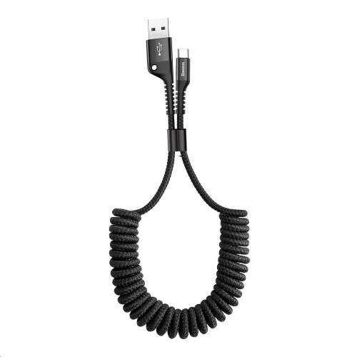 Baseus Fish Eye pružinový nabíjecí / datový kabel USB na USB-C 2A 1m, černá CATSR-01
